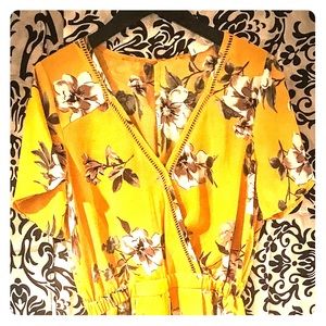 Floral Sleeveless V-Neck Button Jumpsuit